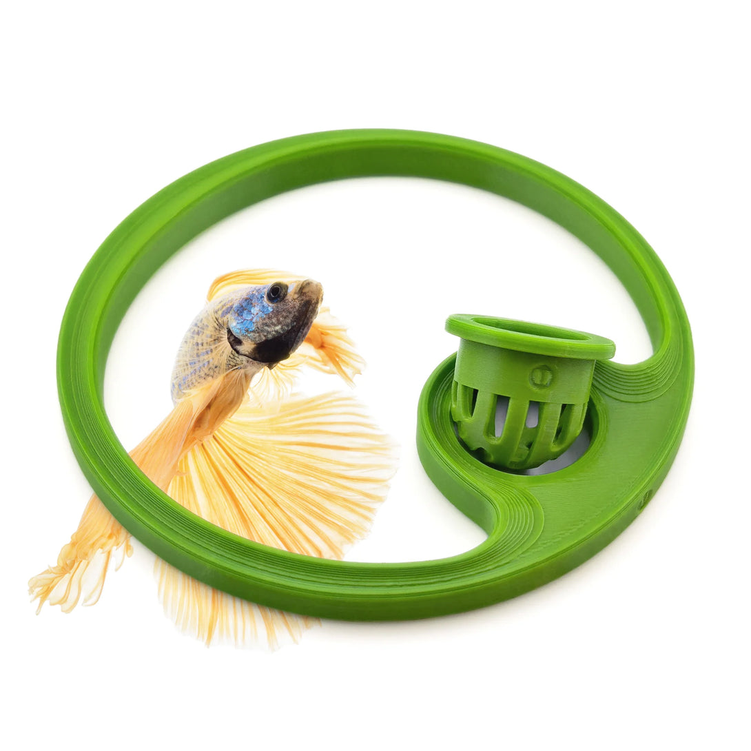 Betta Fish Feeding Ring with Worm Feeder Cone - Floating Fish Tank Portal